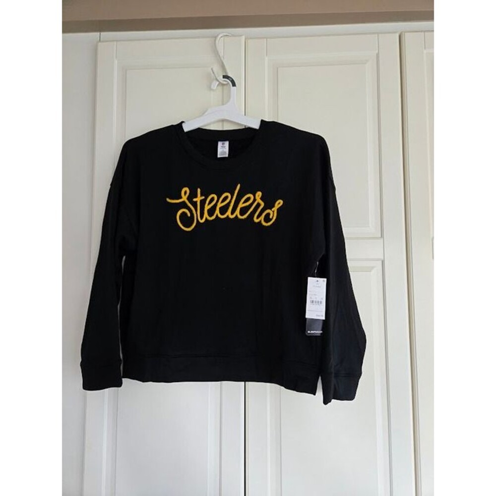 Pittsburgh Steelers NFL Women's Crewneck Script Wording Sleep Sweatshirt XL New